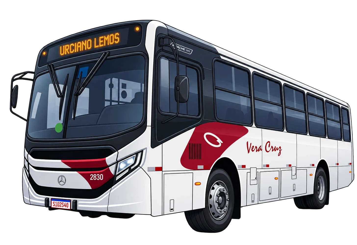 Ônibus urbano Caio Apache Vip V com a pintura da Vera Cruz